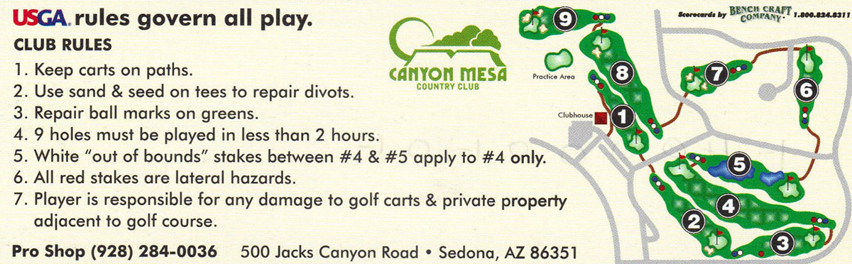 Scorecard Canyon Mesa Country Club Scorecard Canyon Mesa Country Club